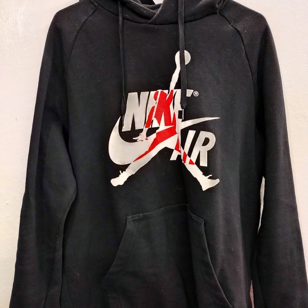 Jordan hoodie, large, black red and white